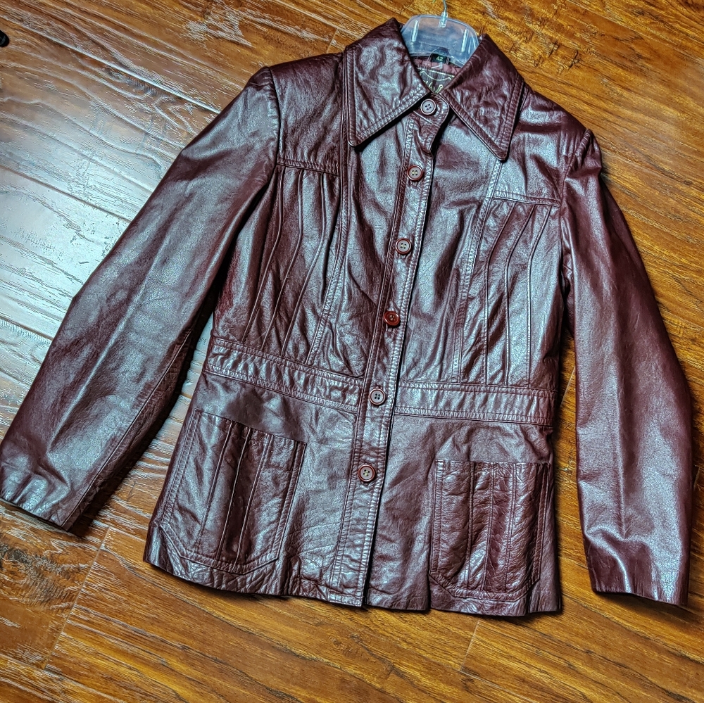 Echtes Leder Wine Red Luxurious NAPPA Leather Jack Size 42/10